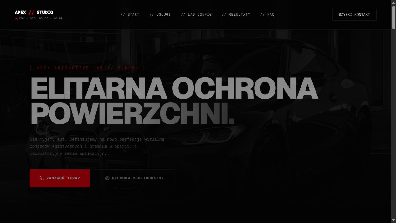 APEX Detailing website homepage preview